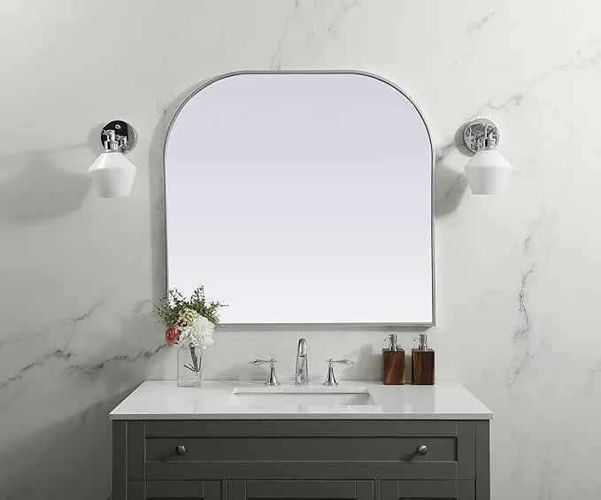Illuminate, Metal Frame Arch Mirror 36X34 Inch in, Modern, Silver - ModernBath