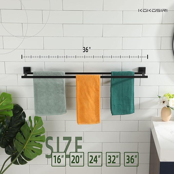 KOKOSIRI 36'' Towel Rails Bathroom Towel Bars Matte Black 36 Inch Bath Towel Holder for Washroom Kitchen Wall Stainless Steel B5005BK-L36 - ModernBath