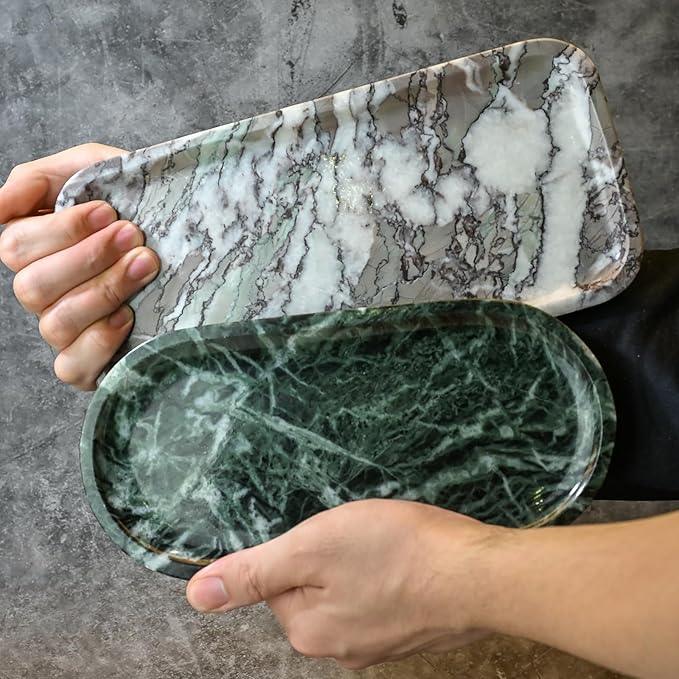 SWRONP Marble Tray for Kitchen Counter,Stone Tray for Bathroom Countertop,Coffee Table,Vanity Decor Trays,Small Dresser Storage for Perfumes,Candles,Jewelry(Violet) - ModernBath
