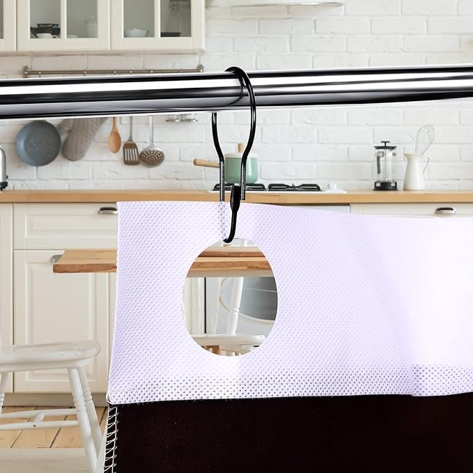 Queekay 100 Pieces Metal Shower Curtain Hooks Hanging Clips Metal Practical Shower Curtain Rings Hangers for Bathroom Bedroom Kitchen Home Applications(Black,2.7x1.5'') - ModernBath