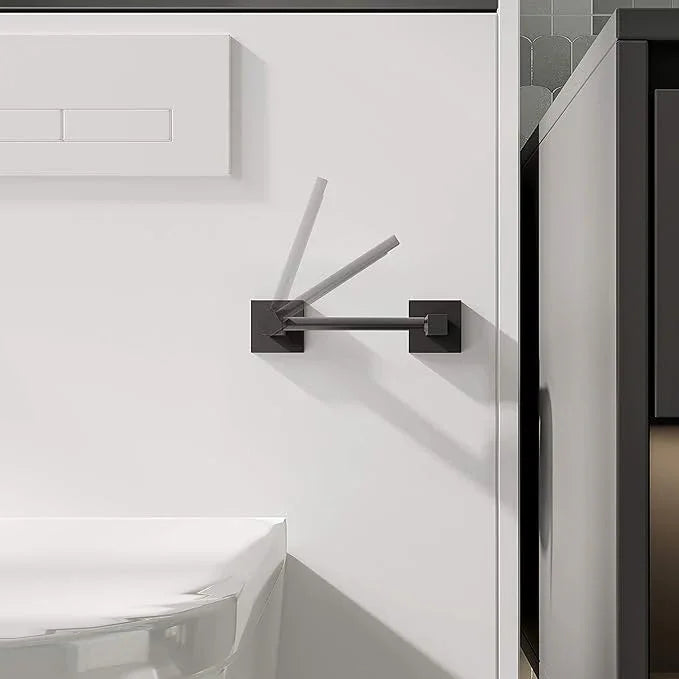 Ruacq Toilet Paper Holder Matte Black Double Post Pivoting Square Tissue Holders Roll Holder Hangers Toilet Paper Modern Wall Mounted, Commercial Bathroom Toilet Paper Roll Holder - ModernBath
