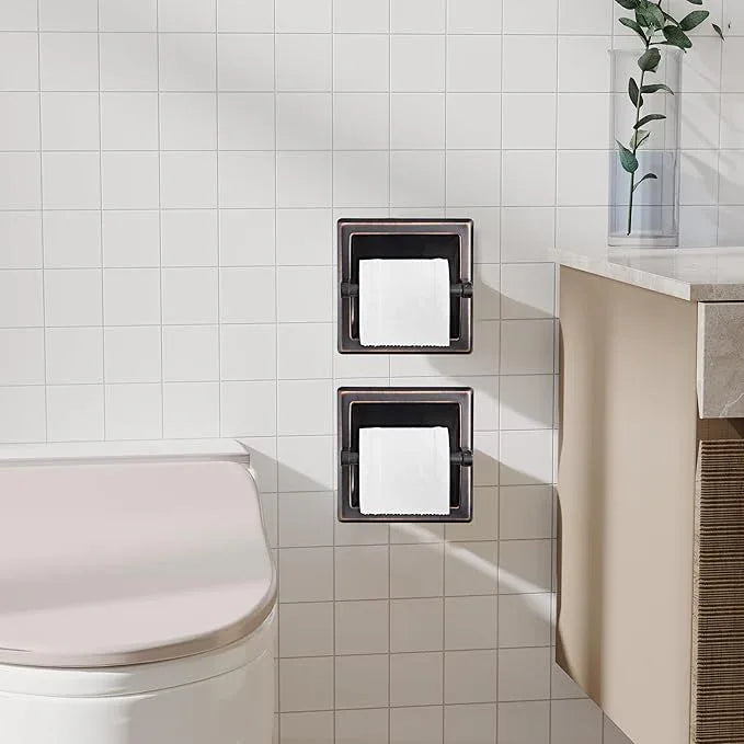 Toilet Paper Holder 2 Pack, Recessed Pivoting Toilet Paper Holder Wall Mount Stainless Steel for Large Rolls in Bathroom (Oil Rubbed Bronze) - ModernBath