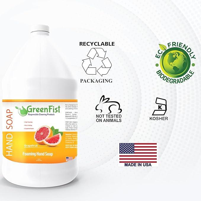 GreenFist Foaming Hand Soap Refills Jug Grapefruit Scent Foam Refill Made in USA, 128 ounce (1 Gallon) - ModernBath