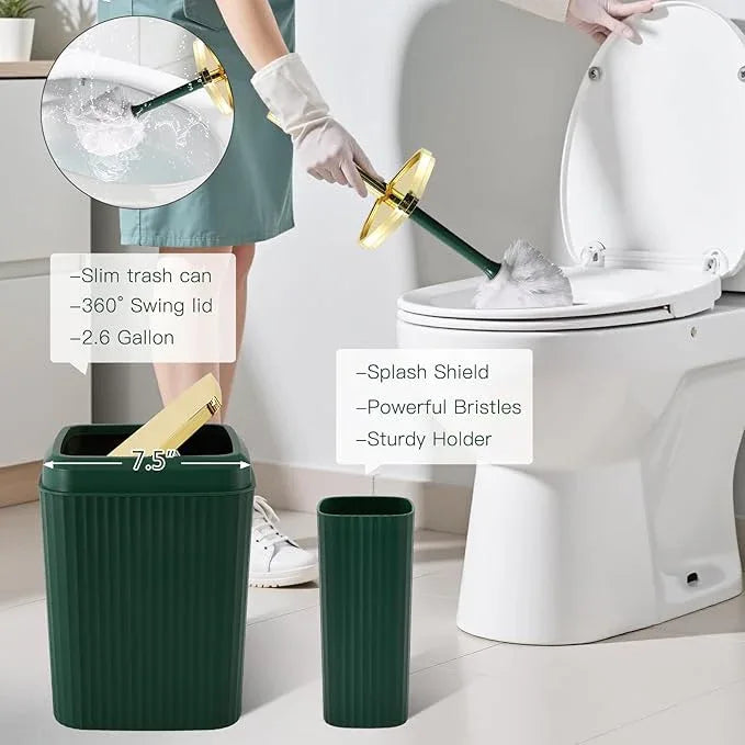 WSBArt 32PCS Bathroom Accessory Set Green Bathroom Accessories Bathroom Set, Shower Curtain Set, 2 Piece Bath Towel Set, 3PC Soap Dispenser, Toilet Brush & Trash Can - ModernBath