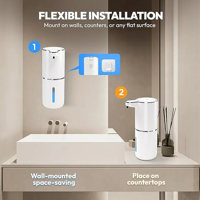 MTYGK Automatic Foaming Soap Dispenser,Touchless Foam Soap Dispenser,12.8oz Rechargeabled Wall Mounted Smart for Bathroom and Kitchen Dish Soap,Easy for Toddlers(White) - ModernBath
