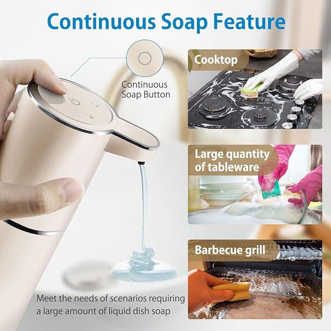 Gotofine Automatic Liquid Soap Dispenser,4-Level Adjustable, Wall Mount,USB Rechargeable,12.8oz/ 380ml,Touchless Hand & Dish Soap Dispenser for Bathroom, Kitchen,Hotel, Restaurant - ModernBath
