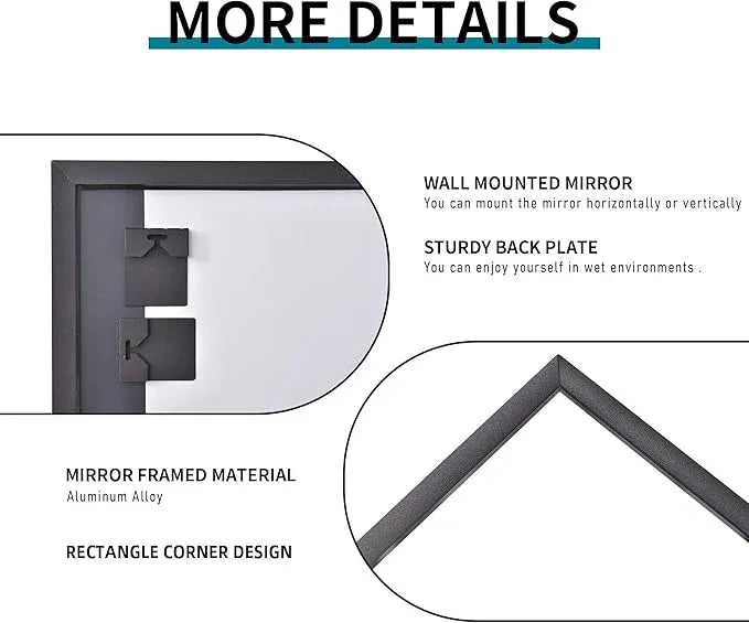 DESBING Black Bathroom Mirror for Wall, 30x55 Inch Rectangle Mirrors with Metal Frame, Modern Vanity Wall Mirror Decor for Entryway Hangs, Bathroom Living Room Horizontal or Vertical - ModernBath