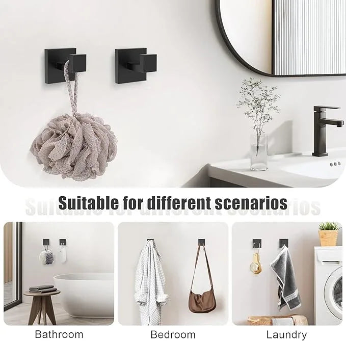 TQKAG Matte Black Bathroom Hardware Accessories Set 5 Pieces, Double Post Pivoting Toilet Paper Holder Set Stainless Steel Square Bathroom Towel Bar Holder Set Wall Mounted - ModernBath