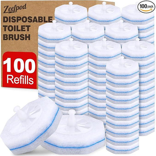 Zeefpod 100 Count Disposable Toilet Brush,Toilet Cleaner Wand Refills Compatible with Most Toilet Brushes- No Falling Apart, Fresh Fragrance，4X Cleaning Power，Bathroom Cleaning. - ModernBath