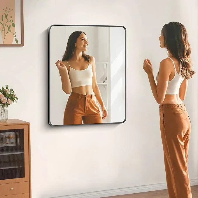 DESBING 30" x 36"Bathroom Mirror, Matte Black Wall Mirror with Metal Frame, Decorative Rectangular Vanity Mirror for Bedroom Bathroom Living Room Entryway (Horizontal/Vertical) - ModernBath