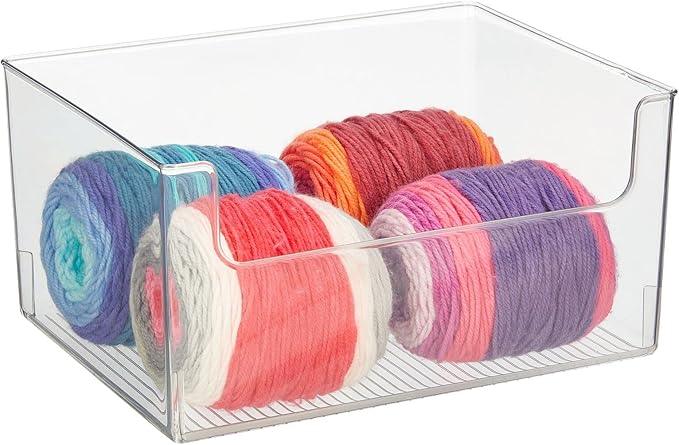 mDesign 4 Pack Clear Plastic Modern Open Front Dip Storage Organizer Bin Basket - 12x12x45 inches, 25.66L Capacity - Household Organization - Shelves, Cubby, Cabinet, Closet - Ligne Collection - ModernBath