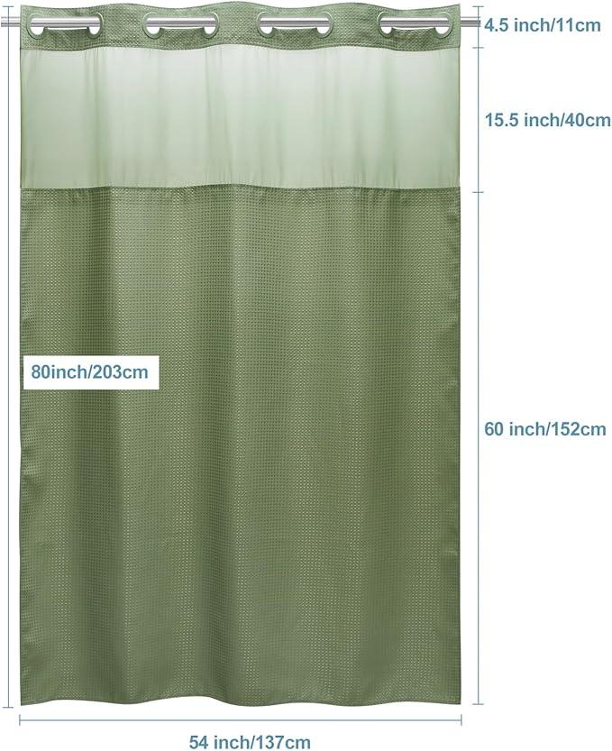 EUTXL Sage Green Stall Hotel Shower Curtain - 230GSM Waffle Textured Heavy Duty Thick Fabric Shower Curtains for Bathroom,54W x 80H - ModernBath