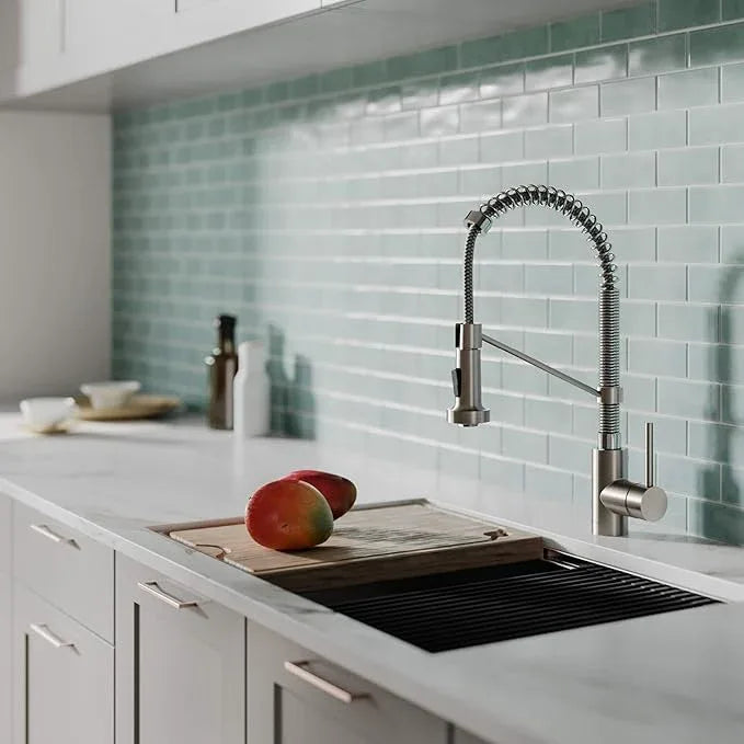 KRAUS Bolden Commercial Style 2-Function Single Handle Pull Down Kitchen Faucet in Spot-Free Stainless Steel/Chrome, KPF-1610SFSCH (Pack of 1) - ModernBath