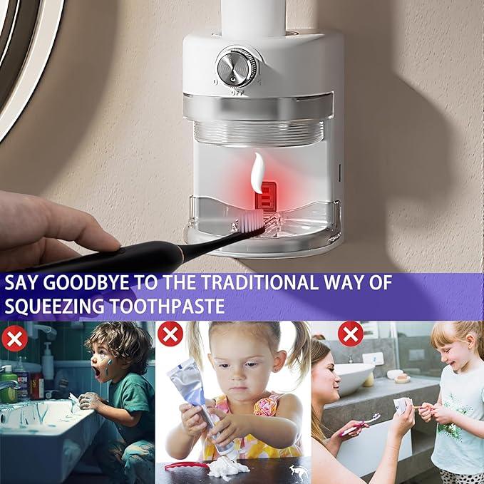 Toothpaste Squeezer, Bathroom Wall Mounted Electric Toothpaste Dispenser with Adjustable Toothpaste Dispensing Amount, Automatic Toothpaste Dispenser for Adults and Kids (White) - ModernBath
