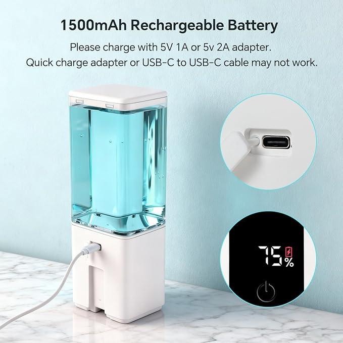 LAOPAO Automatic Soap Dispenser Wall Mount Rechargeable Liquid Soap Pump for Kitchen, Touchless Soap Dispenser for Dish/Hand/Shower Soap, Home & Commercial, 540ml, White - ModernBath