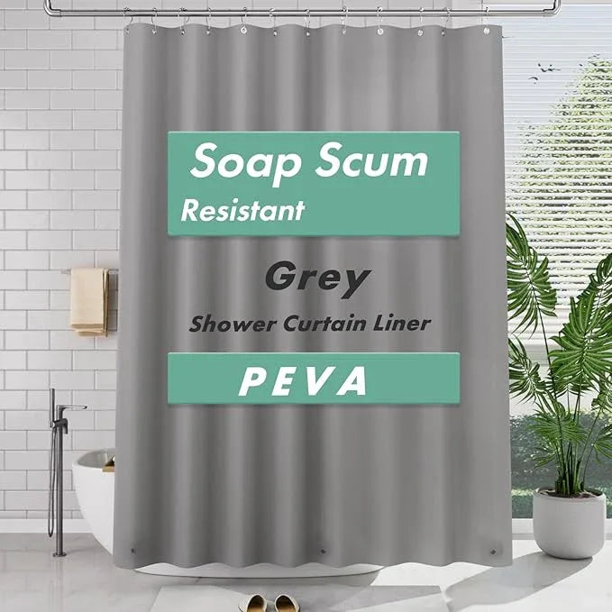 AmazerBath Extra Long Shower Curtain Liner, Grey Shower Liner 84 Inches Long, 72x84 Plastic Shower Curtain Liner, Cute Tall Shower Liner, PEVA Bathroom Shower Curtain Liners with 3 Magnets - ModernBath