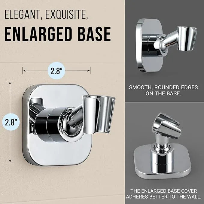 G-Promise All Metal Handheld Shower Head Holder, Adjustable Wall Mount Shower Wand Bracket, Strong Adhesive Disc Mount or Drill Installation (Chrome) - ModernBath