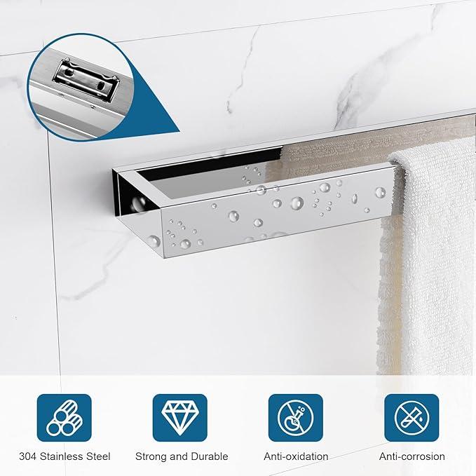 TNOMS Single Towel Bar Towel Holder Bathroom Hardware Accessories,Stainless Steel Wall-Mounted Towel Rack Towel Rail,20 Inches Polished Chrome - ModernBath