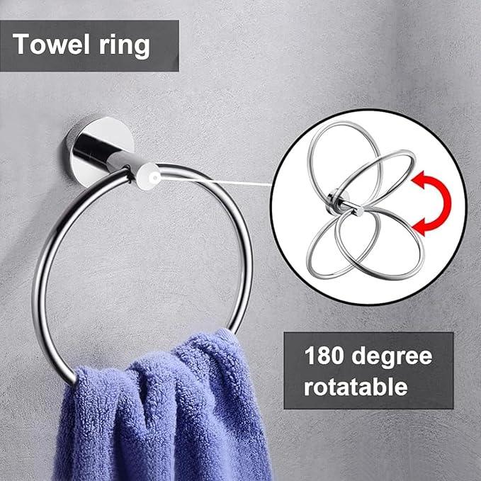 6 Pieces Polished Chrome Bathroom Hardware Accessories Set, SUS304 Stainless Steel 24 Inch Bath Towel Bar Set, Round Bathroom Towel Holder Set, Towel Racks for Bathroom Wall Mounted - ModernBath