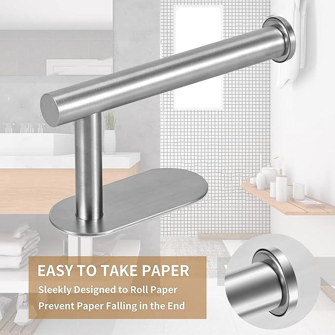 Toilet Paper Holder - Self Adhesive Toilet Paper Holder Wall Mount for Bathroom, SUS 304 Stainless Steel Command Strip Toilet Paper Roll Holder Stick On, No Drilling - Brushed Nickel（2 Pcs） - ModernBath