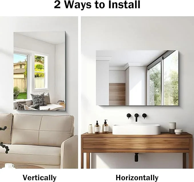 CILIBER Frameless Mirror, 24x36 Inch Bathroom Mirror for Wall, Rectangle Bathroom Vanity Mirrors with Polished Edge, Hangs Horizontally or Vertically for Bathroom, Bedroom and Living Room - ModernBath