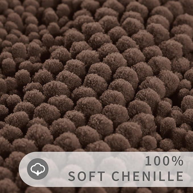 Yimobra Toilet Rugs U Shaped Washable 24 x 20, Non Slip and Super Absorbent Toilet Mat, Quick Dry, Ultra Luxury Microfiber Chenille Plush Fluffy Contour Bath Rugs for Toilet Base, Brown - ModernBath