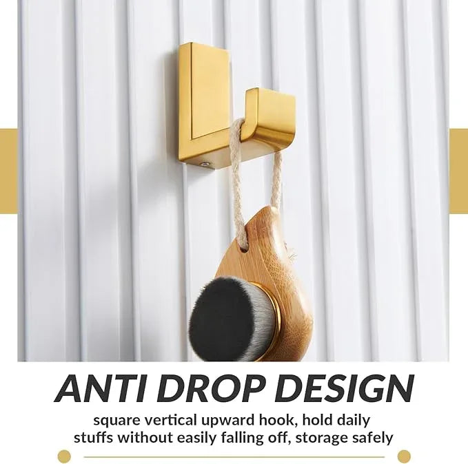 APLusee Robe Towel Hook, 304 Stainless Steel Modern L Shape Practical Coat Hook, Utility Shower Towel Hanger for Bathroom Kitchen Home Storage (Brushed Gold) - ModernBath