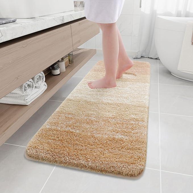 Arotive Microfiber Bathroom Rugs, Shaggy Soft and Absorbent Bath Rug, Non-Slip, Thick Plush Machine Washable Dry Bath Mats for Bathroom, Tub and Shower, 59x17, Beige, Rectangular - ModernBath