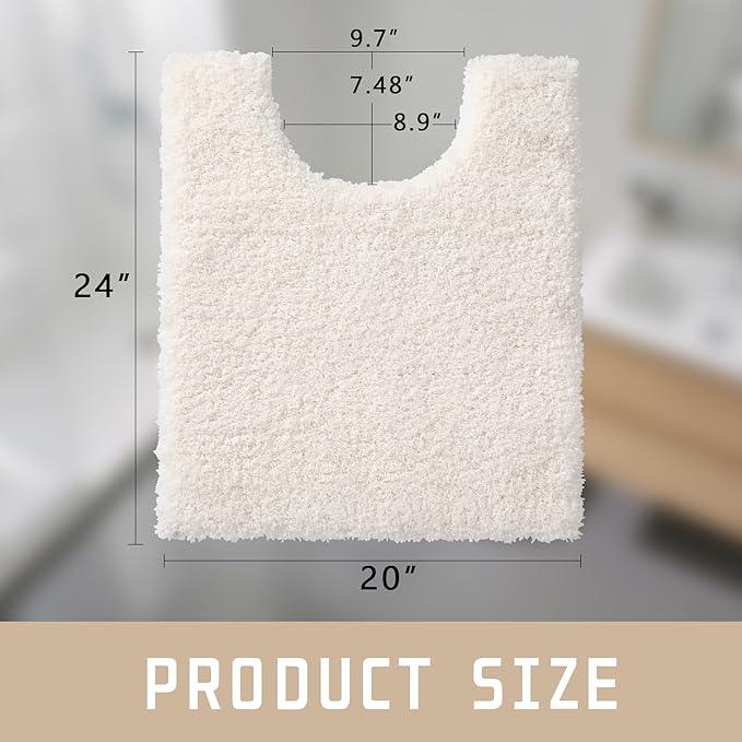 Yimobra U Shaped Toilet Bath Rug, Fluffy Plush, Super Shaggy Soft Non Slip, Water Absorbent Microfiber Bath Mat, Dries Quickly, Machine Washable Thick Bathroom Rugs, 20"x 24", Off White - ModernBath
