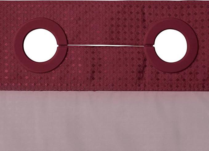 River Dream Heavyweight No Hooks Required Dotted Waffle Weave Shower Curtain with Snap in Liner - 71W x 74H,Hotel Grade,Spa Like Bath Curtain,Red Rio - ModernBath