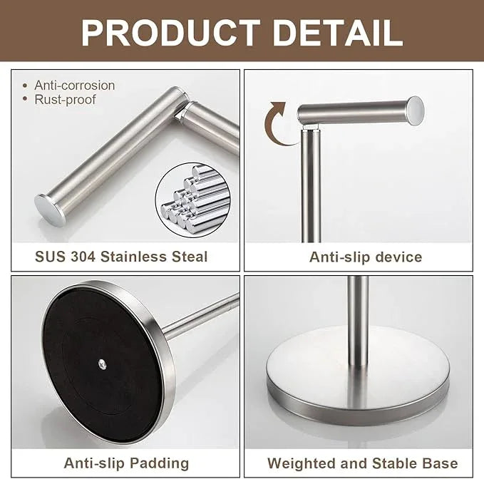 Toilet Paper Holder Stand, Stain Nickel 304 Stainless Steel,Free Standing for Bathroom,Weighted Base - ModernBath