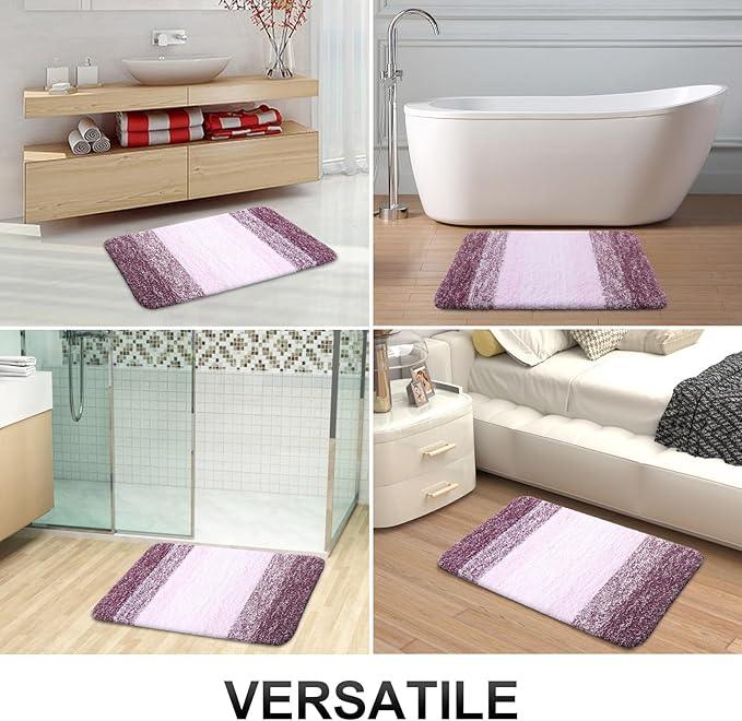 OLANLY Bathroom Rugs Mat 24x16, Extra Soft Absorbent Microfiber Bath Rugs, Rubber Backing, Quick Dry, Machine Washable Bath Mats for Bathroom Floor, Tub and Shower, Home Decor Accessories, Mauve - ModernBath