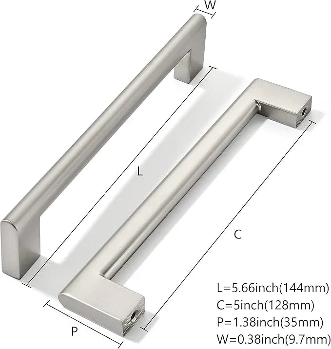 khtumeware 5 Inch Hole Center 2 Pack,Brushed Nickel Cabinet Pulls Heavy Duty Solid Satin Nickel Kitchen Drawer Handle Antique Cabinet Hardware for Bathroom, Drawer, Cabinet - ModernBath
