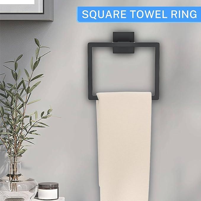 10-Piece Matte Black Bathroom Hardware Accessories Set Black Towel Bar Set Towel Holder Set Stainless Steel Wall-Mounted Towel Rack Set for Bathroom,23.6 Inch Towel Bar - ModernBath