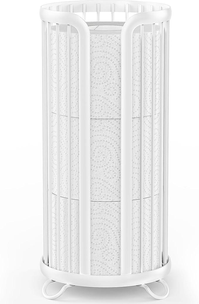 Toilet Paper Holder Stand, Freestanding Toilet Tissue Organizer, Minimalistic Storage Solution, Reserve Mega Rolls-White - ModernBath