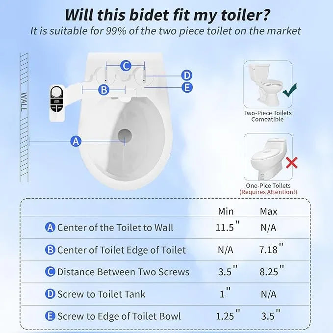 SAMODRA Non-Electric Bidet - Self Cleaning Dual Nozzle (Frontal and Rear Wash) Fresh Water Bidet Toilet Seat Attachment with Independent Adjustable Water Pressure (Classic Black/Silver) - ModernBath
