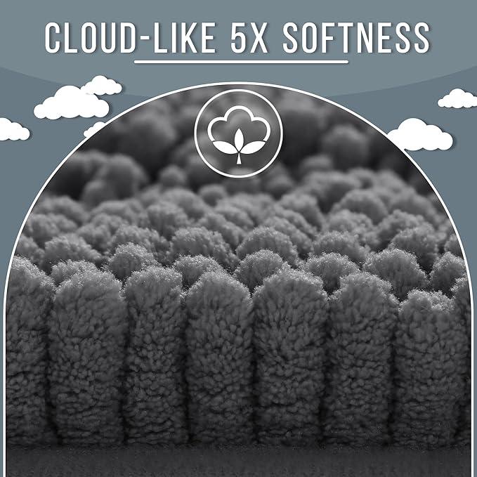 Yimobra Bathroom Rug Mat 44 x 24, Non Slip and Super Absorbent Bath Mat,Machine Washable Quick Dry,Ultra Plush Chenille Shower Rugs for Bathroom Floor Sink Tub and Shower Outside,Dark Gray - ModernBath