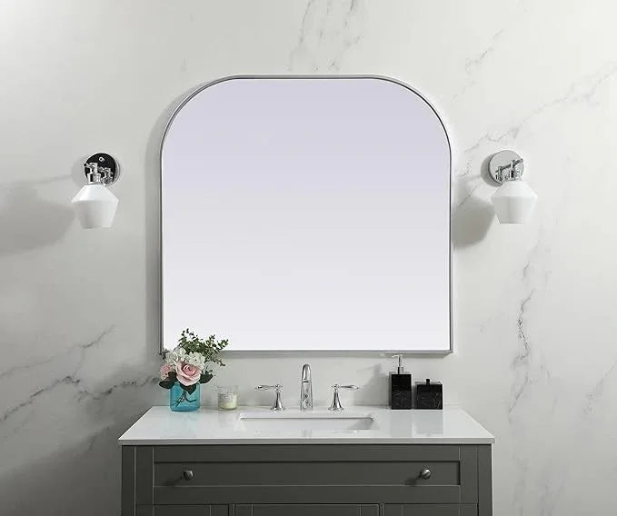 Illuminate, Metal Frame Arch Mirror 40X38 Inch in, Modern, Silver - ModernBath
