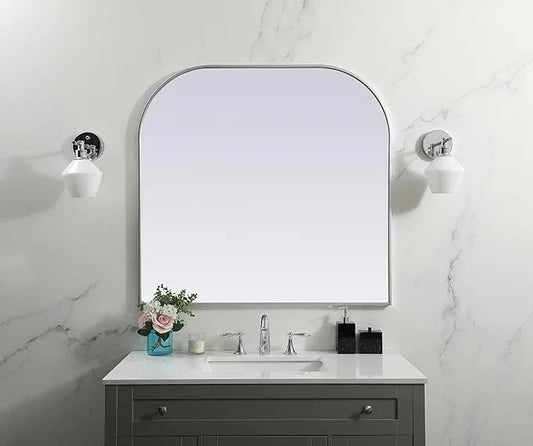 Illuminate, Metal Frame Arch Mirror 40X38 Inch in, Modern, Silver - ModernBath