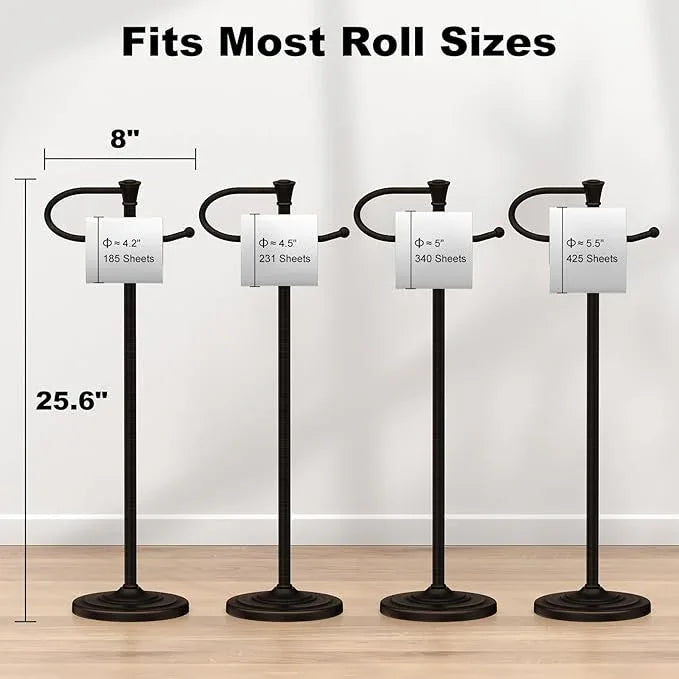 Toilet Paper Holder Free Standing, 25” H Stainless Steel Oil Rubbed Bronze Toilet Paper Stand, Weighted Base Floor Tissue Roll Holder for Bathroom,Toilet Roll Stand - ModernBath