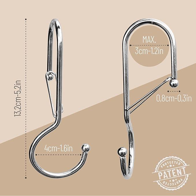 Blau Marité 6 Purse Hanger for Closet. Tote Hanger. S-Shaped Hooks S Hooks Twist Design. Anti Drop S-Shaped Hook for hanging handbags with Safety Buckle to Prevent Falls. Heavy Duty. (Silver, Twisted) - ModernBath