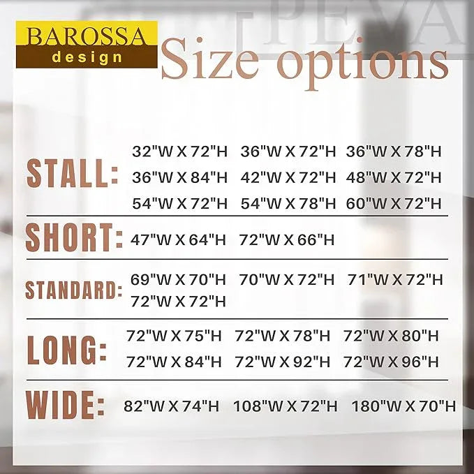 Barossa Design Longer Shower Curtain/Liner with 75 inches Height - 6 Magnets on Bottom, Heavy Duty Waterproof PEVA, PVC Free, Metal Grommets, 72x75, Clear - ModernBath