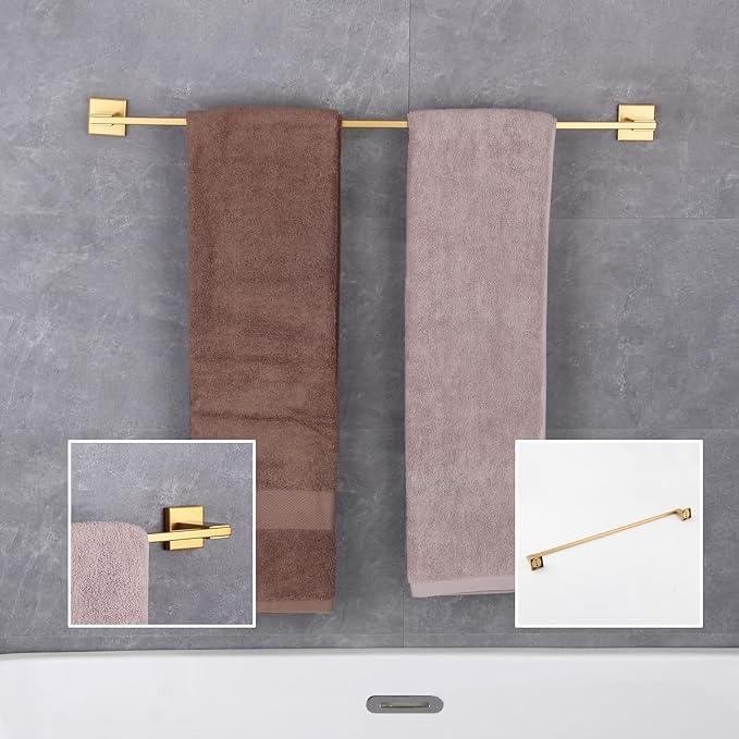 GERZWY 30-Inch Towel Bar, Gold Stainless Steel Bathroom Wall Mounted Towel Rail, Heavy Duty Hand Towel Holder JG1901A75-BE - ModernBath