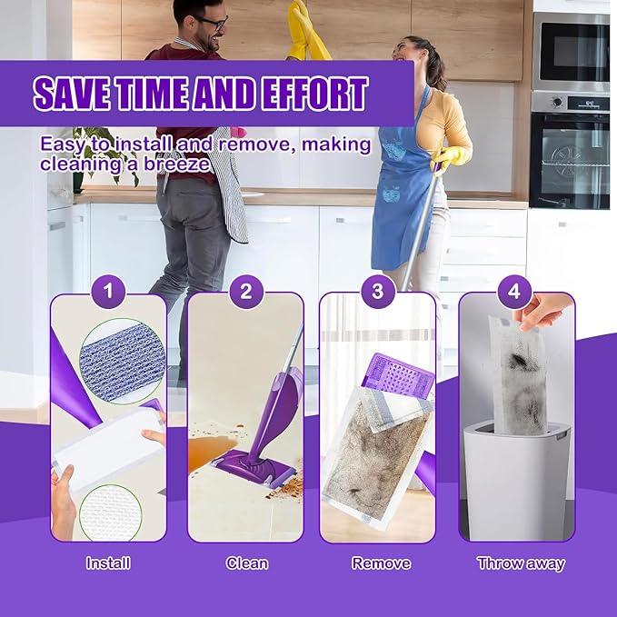 Mop Pad Refill Compatible with WetJet Spray Mop, Wet Jet Mopping Pads for All Purpose Multi Surface Hardwood Floor Cleaning, 4 Layers Thickened and Super Absorbent, 80 Count. (80) - ModernBath
