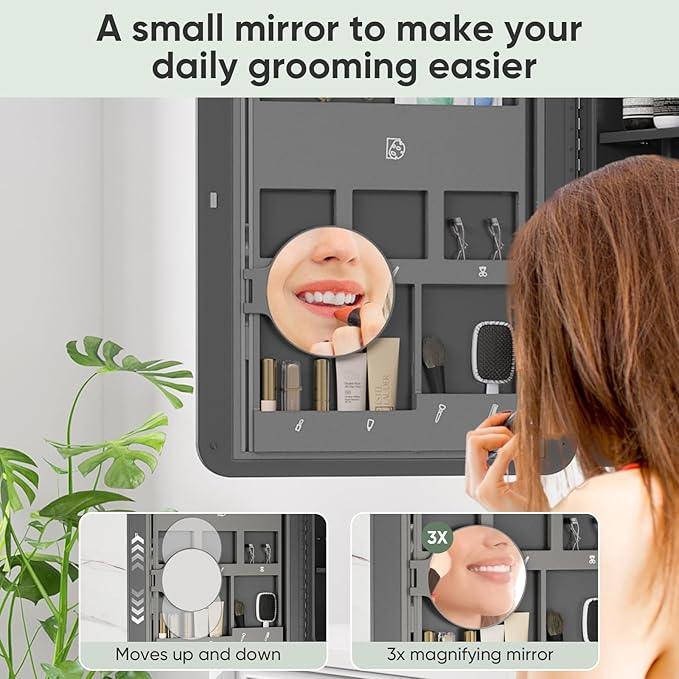 Rresyet 18×26 Bathroom Mirror Cabinet with 3X Magnifying Mirror, Adjustable Shelves, Bathroom Mirror with Storage, Recessed or Wall Mounted Medicine Cabinet for Jewelry,Masks & Beauty Tools - ModernBath