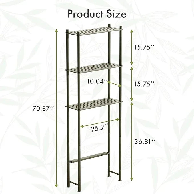 AmazerBath Bamboo Over The Toilet Storage Shelf, 3-Tier Over Toilet Bathroom Organizer Rack, Bathroom Shelves Over Toilet Space Saver, Forest Green - ModernBath