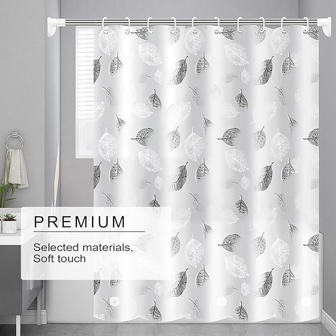 TIKABC Shower Curtain Liner, 4G PEVA Shower Liner, Plastic Waterproof Shower Curtains, with Grommet Holes and 3 Magnetic Weights(Black White Leaves) - ModernBath