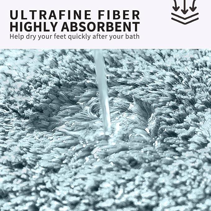 FIFU Bathroom Rugs 17" W x 24" L, Bath Mat for Bathroom, Bedroom, Laundry Room & Kitchen, Non-Slip Rubber Latex Backing, Extra Soft and Absorbent Polyester Carpet, Machine Washable Rug, Teal - ModernBath