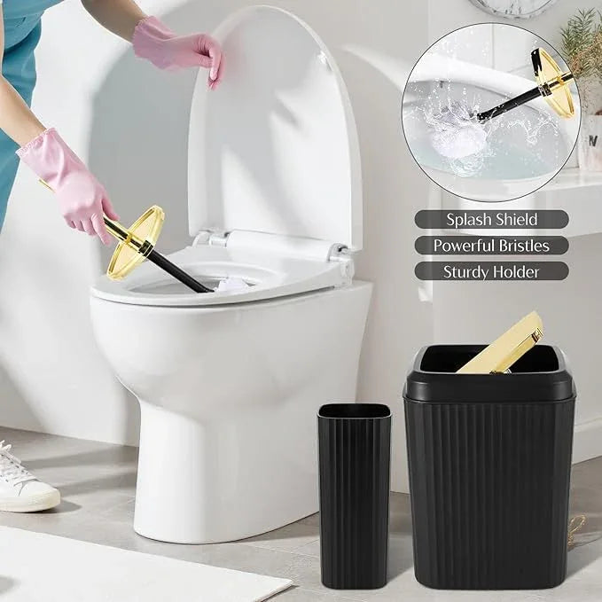 WSBArt 17PCS Bathroom Accessories Bathroom Set Black Bathroom Accessories,Toilet Brush, Trash Can, Qtip Holder Dispenser& 3PCS Soap Dispenser - ModernBath