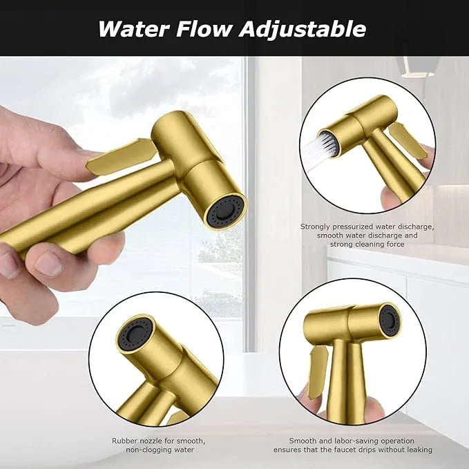 LOSCHEN Bidet Sprayer kit for Toilet,Hand Held Sprayer Shattaf Toilet Attachment Stainless Steel for Pet Bath/Personal Hygiene/Bathroom,Easy to Install with T-Adapter（Gold） - ModernBath